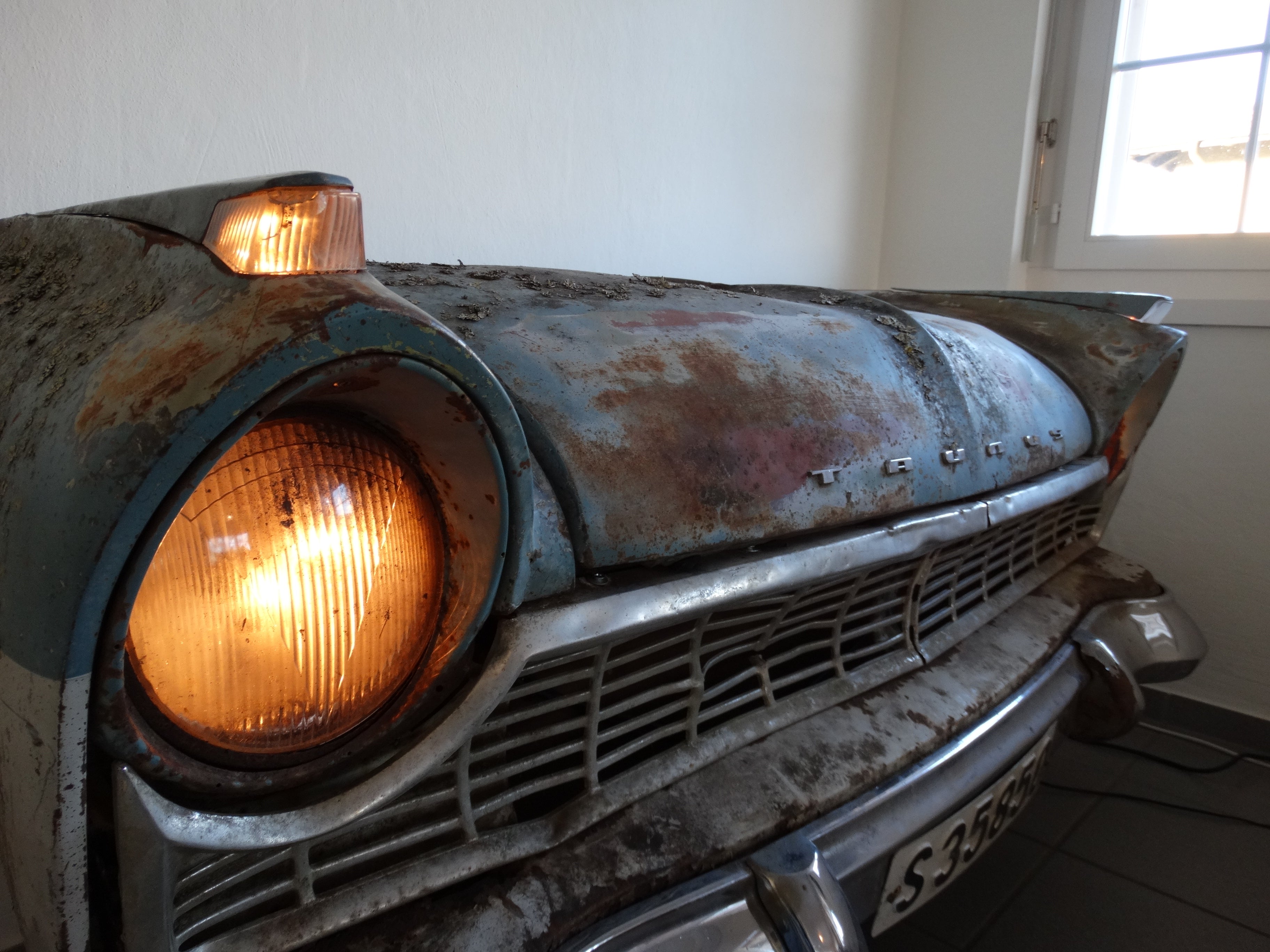 Abandoned Ford Taunus P2 discovered in a Swedish scrapyard during a Mancave Artisan exploration trip