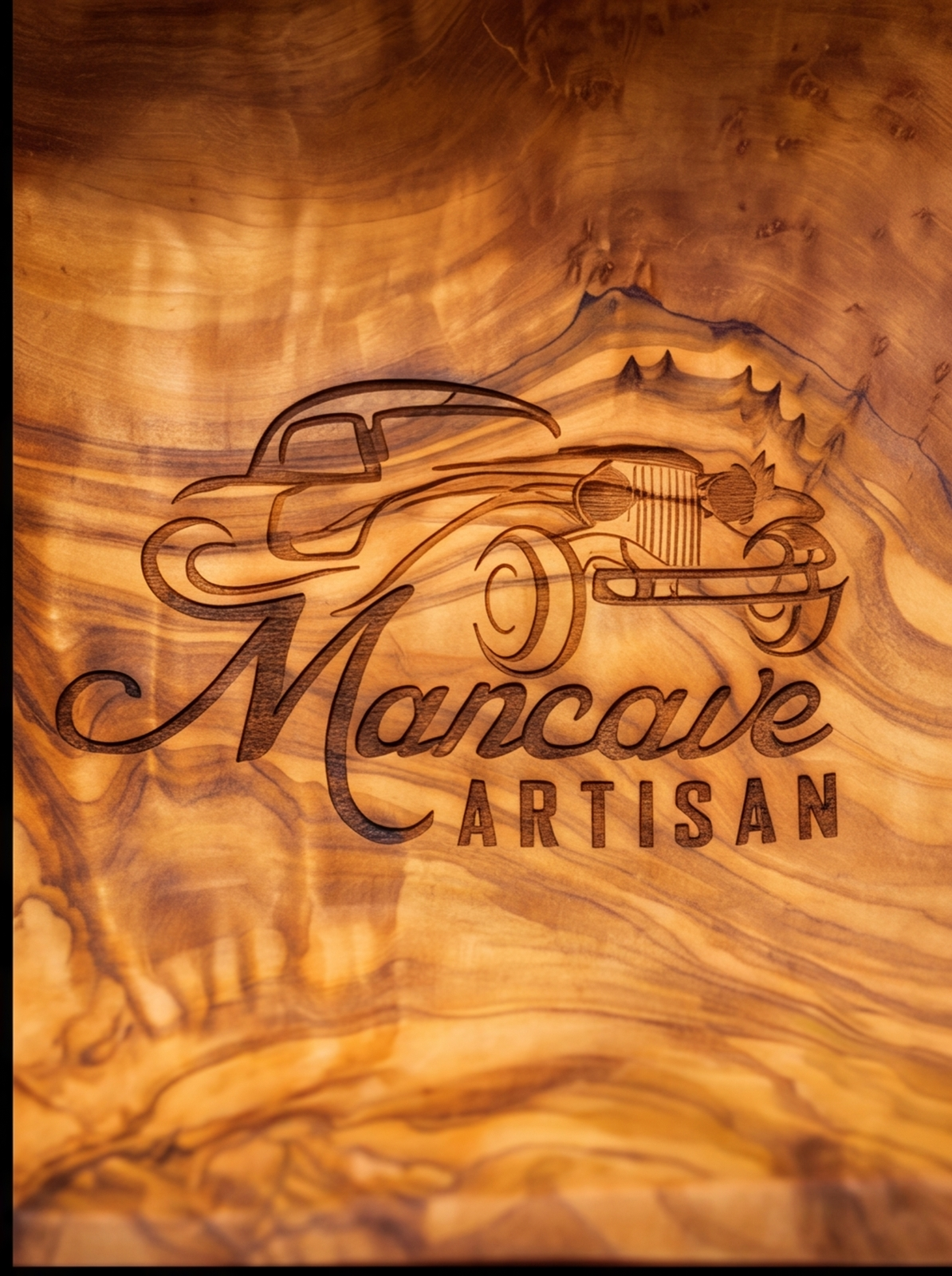 Mancave Artisan Square Olive Wood Bowl