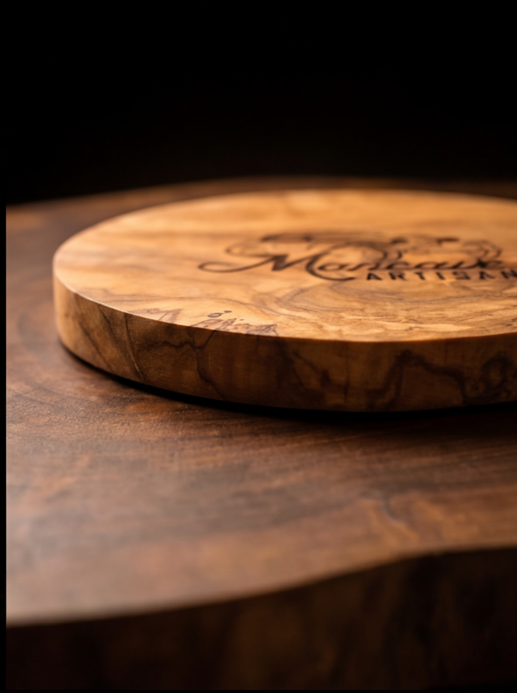 Mancave Artisan Olive Wood Beer Glass Coaster