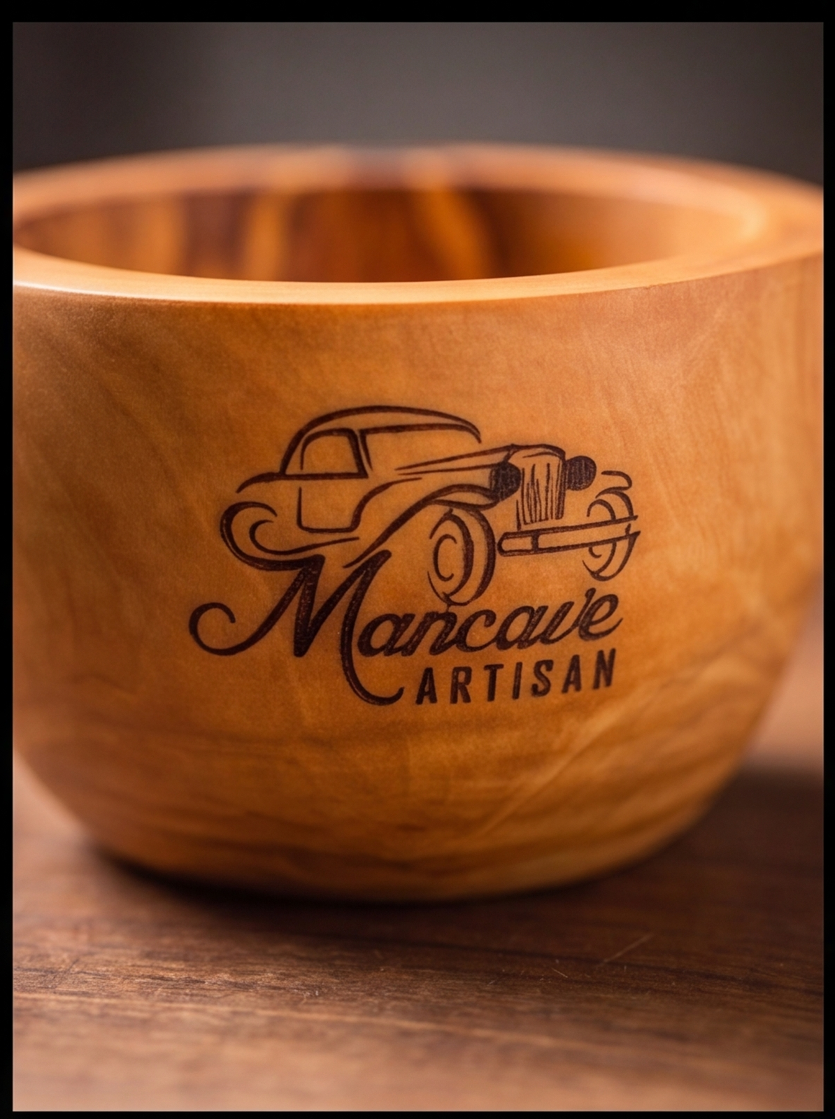 Mancave Artisan Olive Wood Salt Box with Salt Spoon