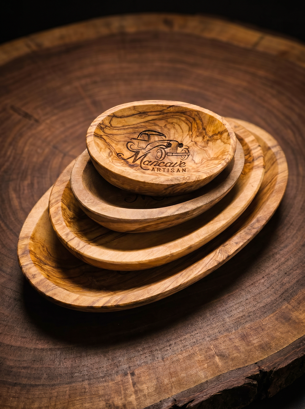 Mancave Artisan Olive Wood Bowl Set of 4